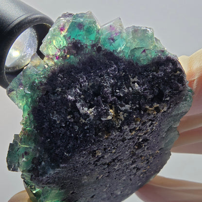 Seltene Phantom Fluorit Würfel Stufe, grün lila Okorusu, Namibia 79*51*32mm #13042