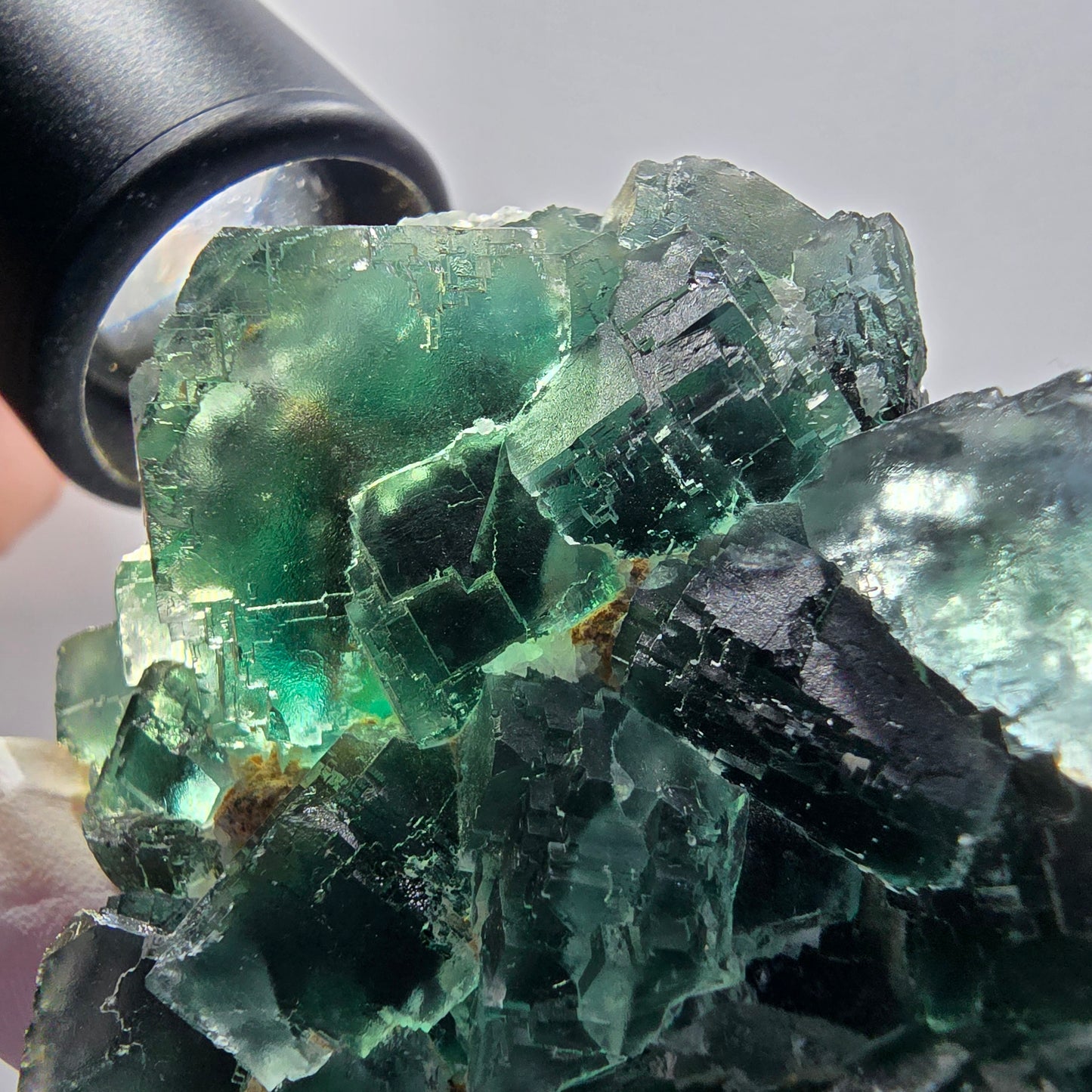 Seltene Phantom Fluorit Würfel Stufe parkettiert grün Okorusu, Namibia 70*54*38mm #13043