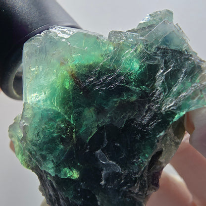 Seltene Phantom Fluorit Würfel Stufe parkettiert grün Okorusu, Namibia 70*54*38mm #13043