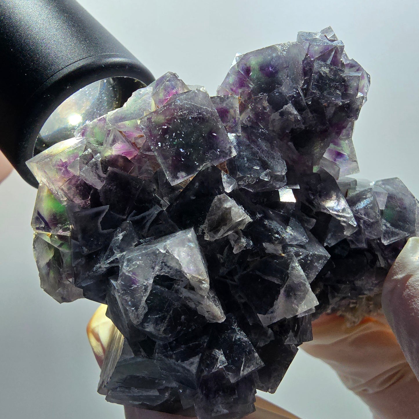 Phantom Fluorit Würfel, Quarz Stufe, grün lila Okorusu, Namibia 83*68*38mm #13044