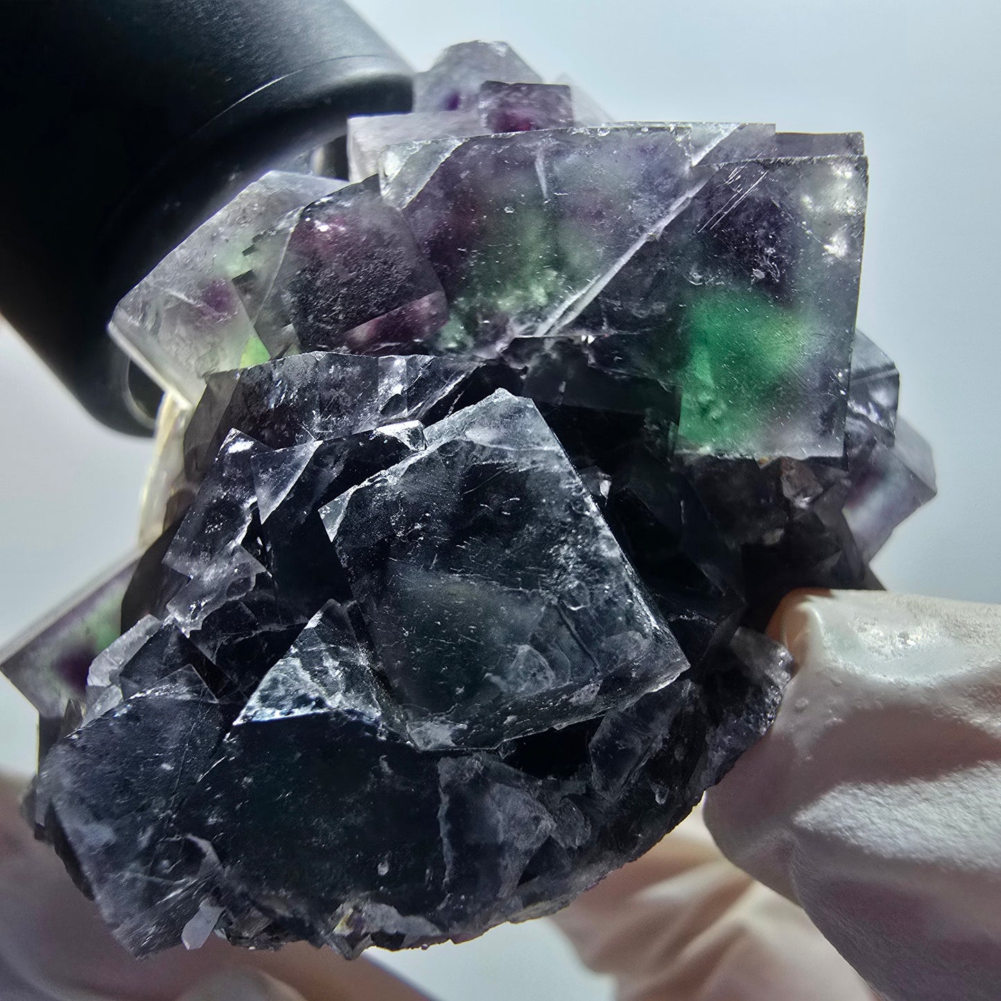 Phantom Fluorit Würfel, Quarz Stufe, grün lila Okorusu, Namibia 83*68*38mm #13044