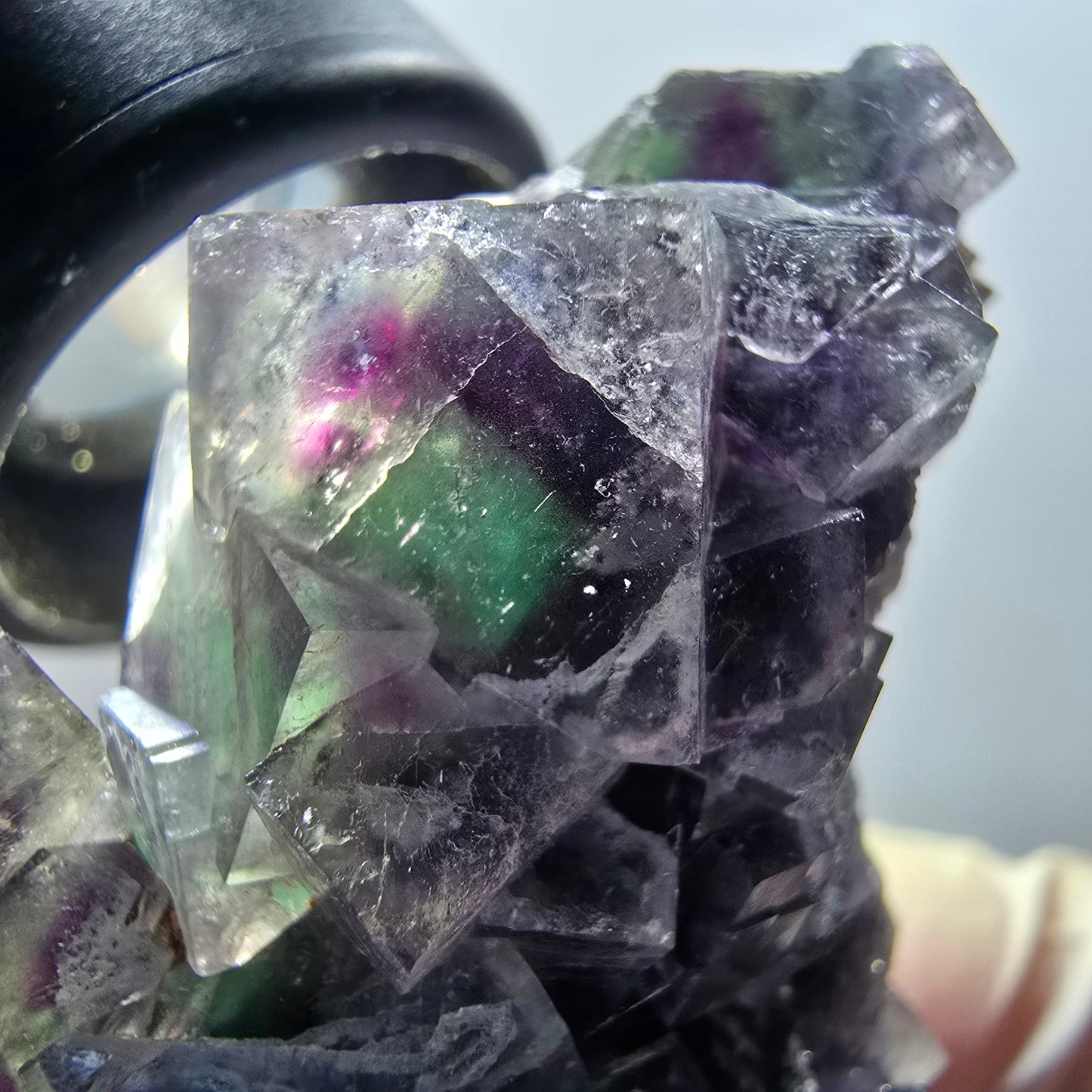Phantom Fluorit Würfel, Quarz Stufe, grün lila Okorusu, Namibia 83*68*38mm #13044