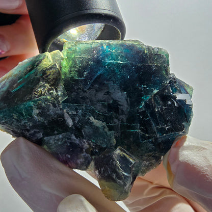 Phantom Fluorit Würfel Stufe, blau Butterfly Pocket, Okorusu, Namibia 73*56*38mm #13045
