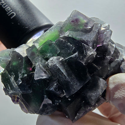 Phantom Fluorit Würfel Stufe, grün lila Okorusu, Namibia 80*48*40mm #13046