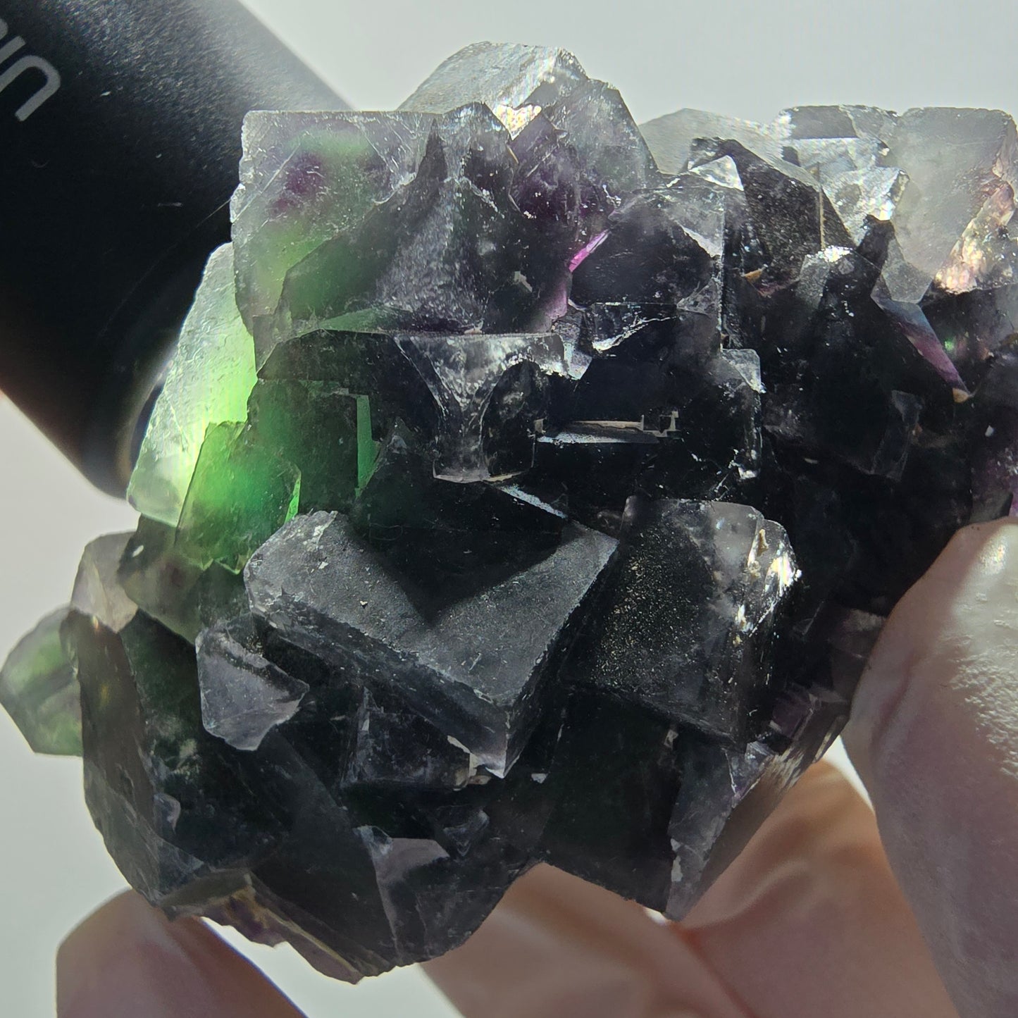 Phantom Fluorit Würfel Stufe, grün lila Okorusu, Namibia 80*48*40mm #13046