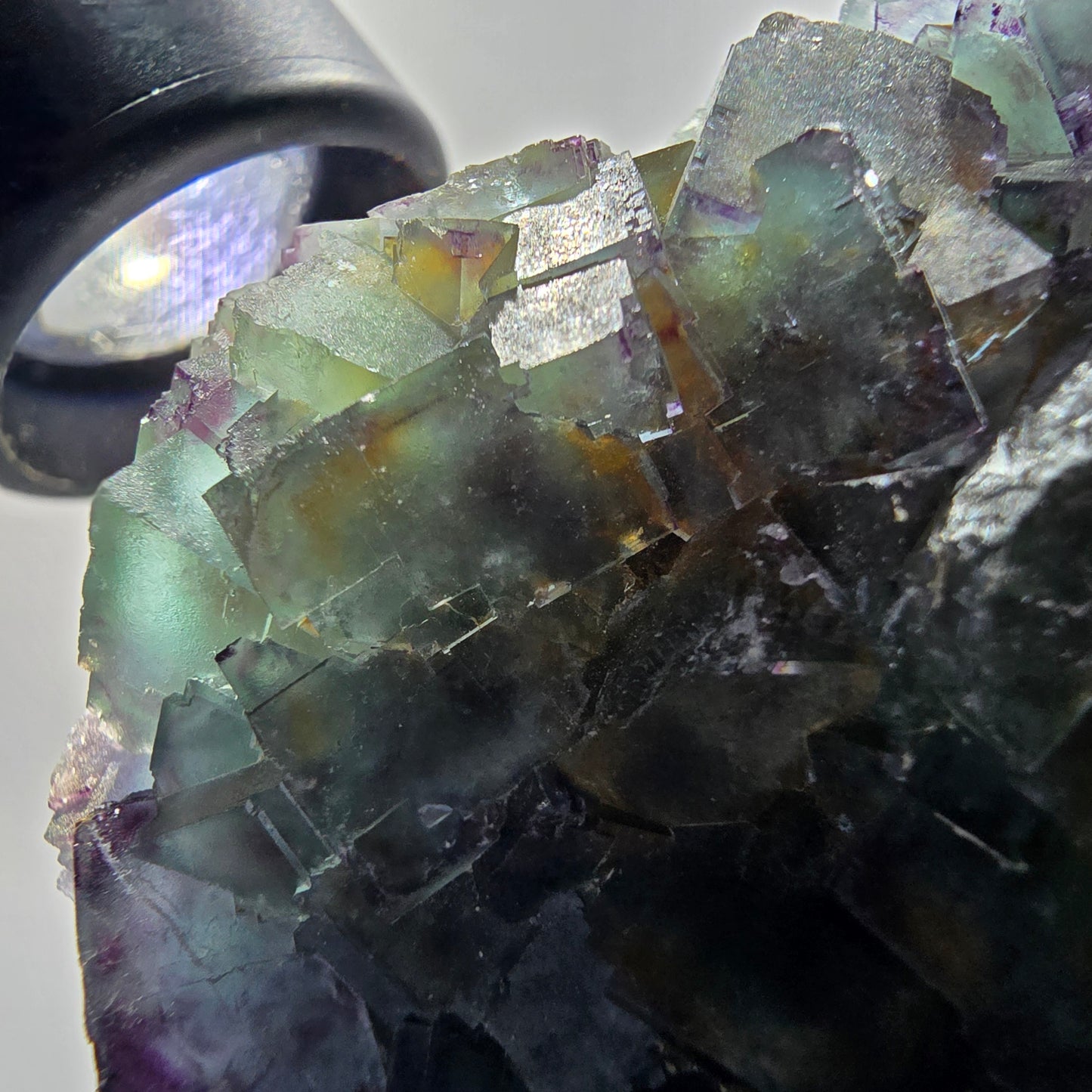 Phantom Fluorit Würfel Stufe, zonal, parkettiert grün lila Okorusu, Namibia 88*68*18mm #13047