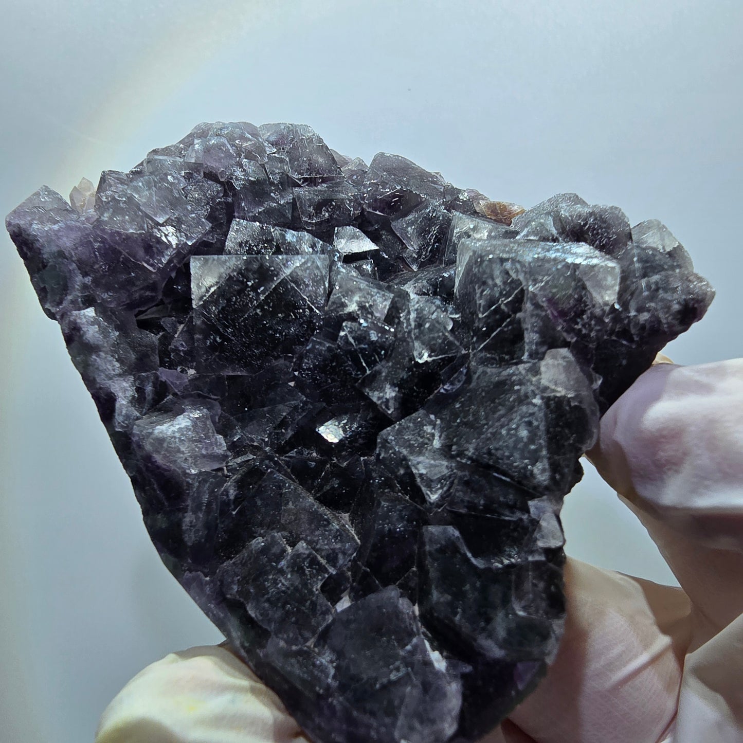 Phantom Fluorit Würfel, Quarz Stufe, grün lila Okorusu, Namibia 82*66*27mm #13048