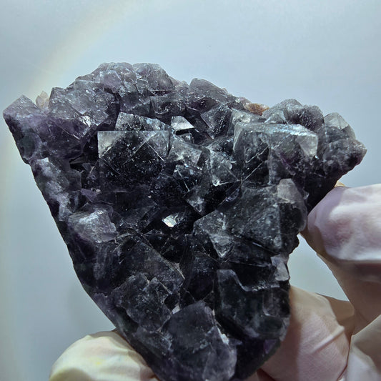 Phantom Fluorit Würfel, Quarz Stufe, grün lila Okorusu, Namibia 82*66*27mm #13048