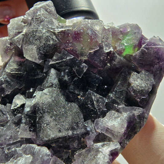 Phantom Fluorit Würfel, Quarz Stufe, grün lila Okorusu, Namibia 82*66*27mm #13048