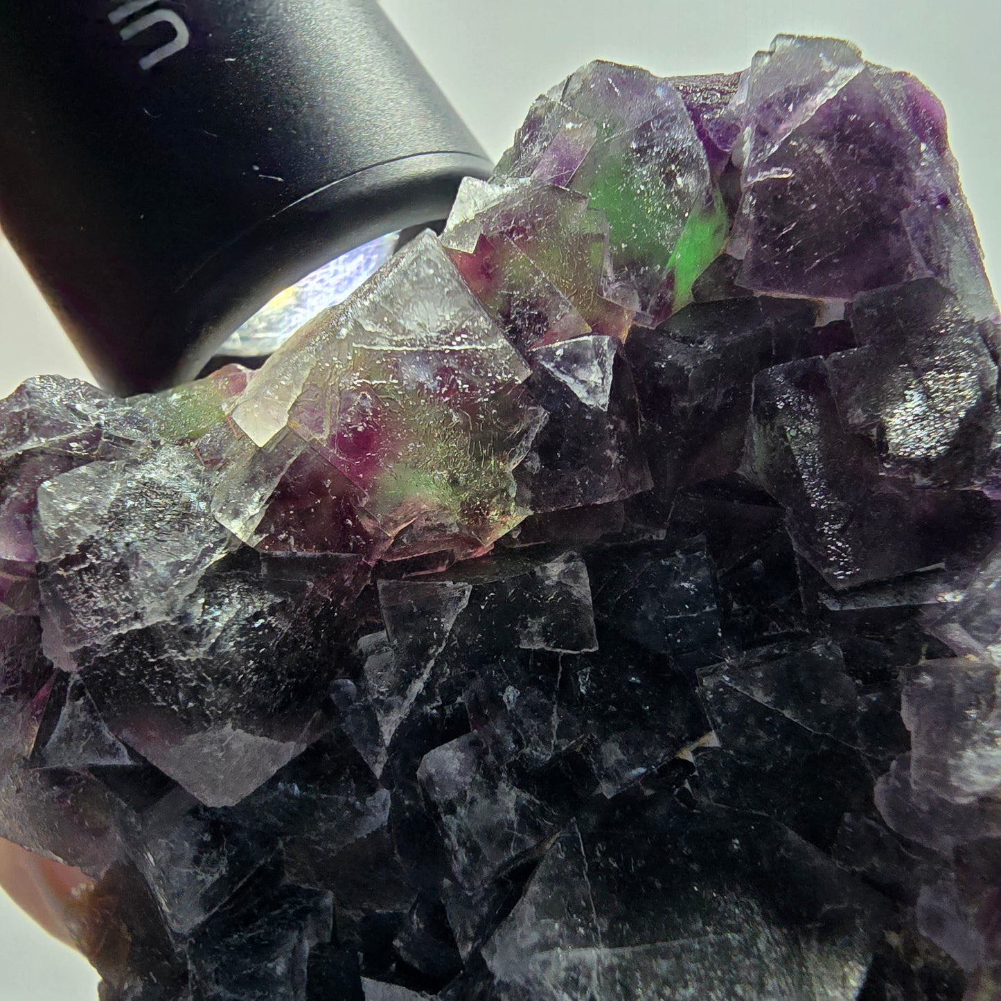Phantom Fluorit Würfel, Quarz Stufe, grün lila Okorusu, Namibia 82*66*27mm #13048