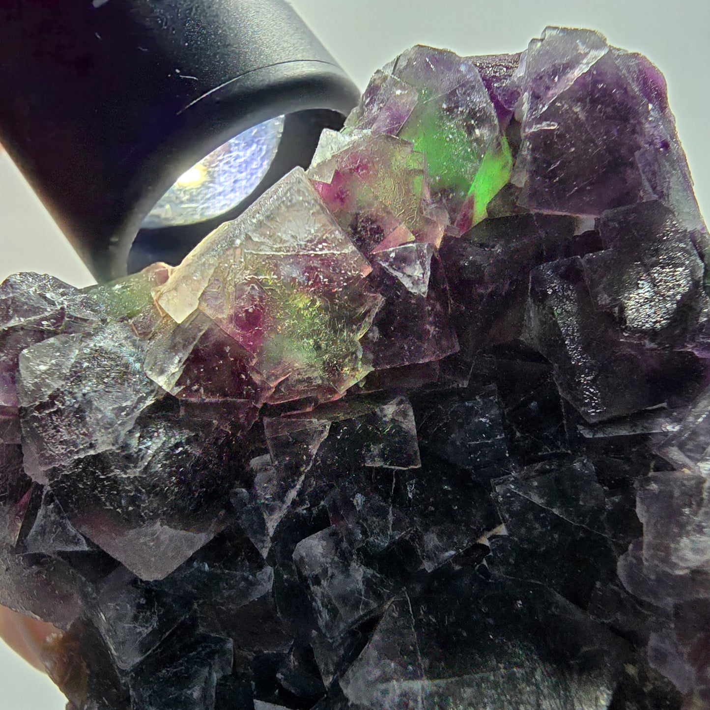 Phantom Fluorit Würfel, Quarz Stufe, grün lila Okorusu, Namibia 82*66*27mm #13048