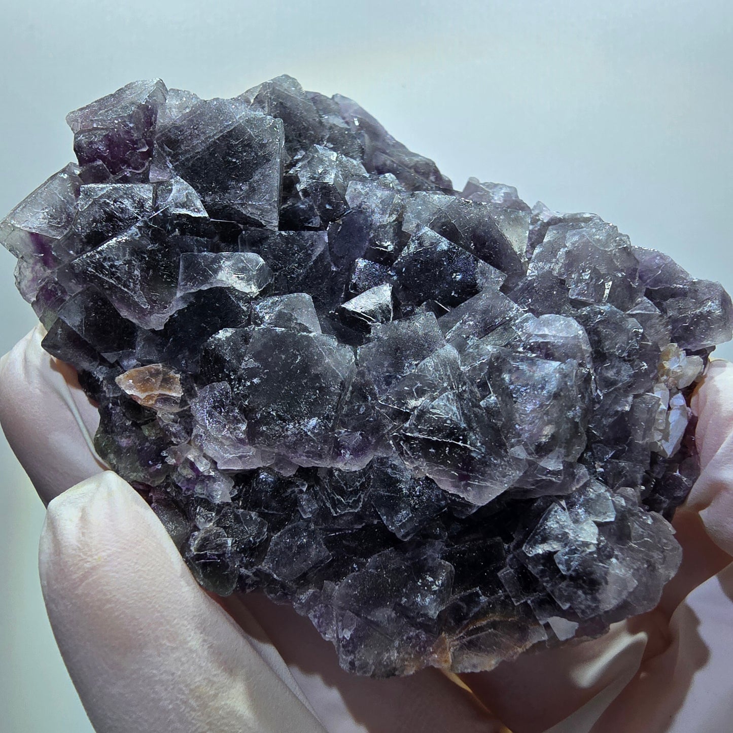 Phantom Fluorit Würfel, Quarz Stufe, grün lila Okorusu, Namibia 82*66*27mm #13048