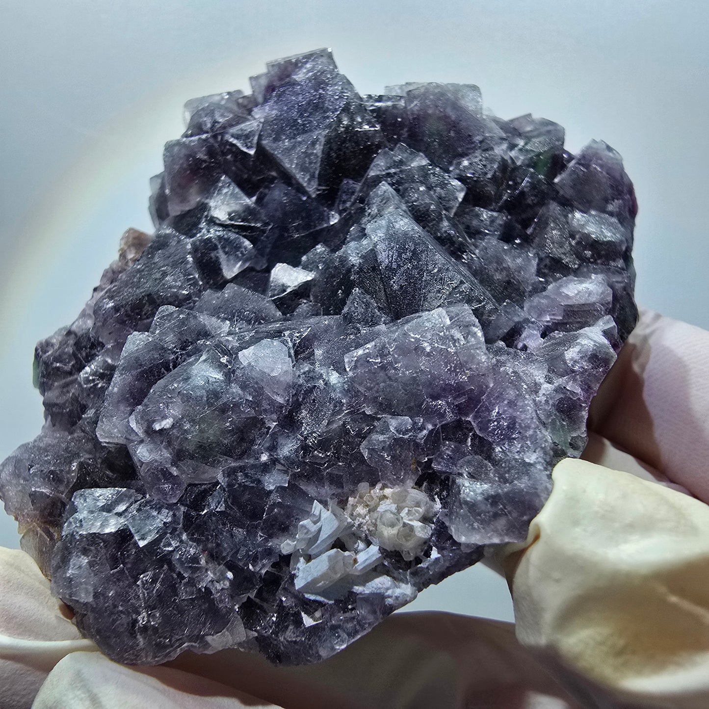 Phantom Fluorit Würfel, Quarz Stufe, grün lila Okorusu, Namibia 82*66*27mm #13048