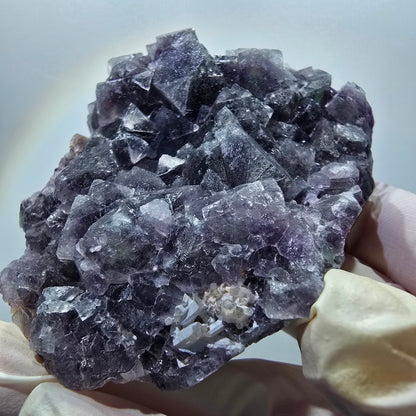 Phantom Fluorit Würfel, Quarz Stufe, grün lila Okorusu, Namibia 82*66*27mm #13048