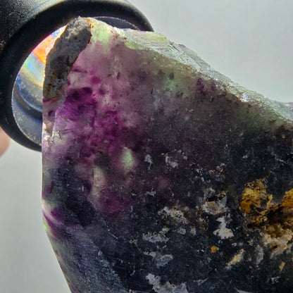 Phantom Fluorit Würfel, Quarz Stufe, grün lila Okorusu, Namibia 82*66*27mm #13048