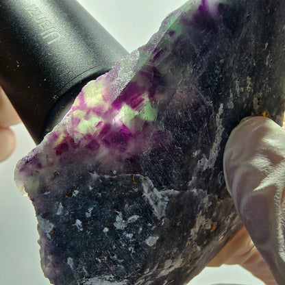 Phantom Fluorit Würfel, Quarz Stufe, grün lila Okorusu, Namibia 82*66*27mm #13048