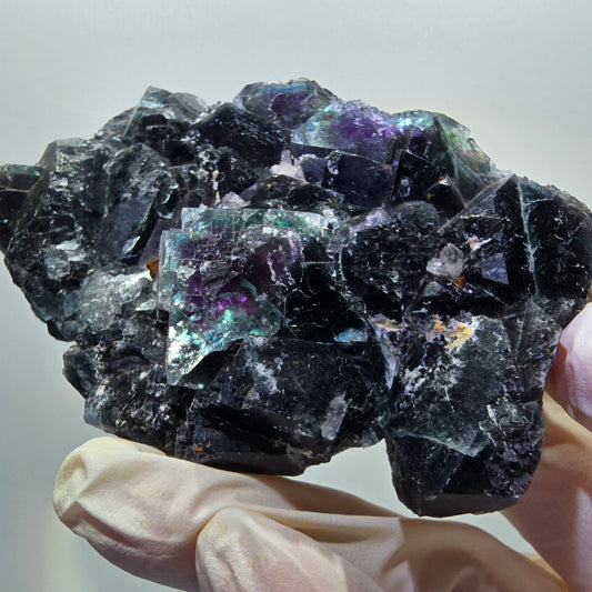 Phantom Fluorit Würfel, Quarz Stufe, grün lila Okorusu, Namibia 81*53*27mm #13049