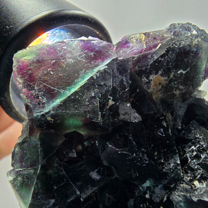 Phantom Fluorit Würfel, Quarz Stufe, grün lila Okorusu, Namibia 81*53*27mm #13049