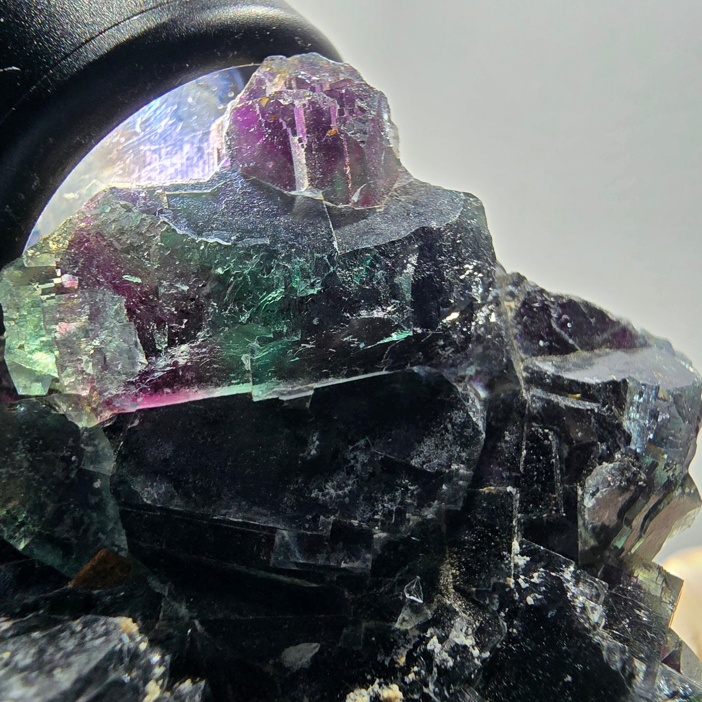 Phantom Fluorit Würfel, Quarz Stufe, grün lila Okorusu, Namibia 81*53*27mm #13049
