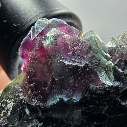 Phantom Fluorit Würfel, Quarz Stufe, grün lila Okorusu, Namibia 81*53*27mm #13049