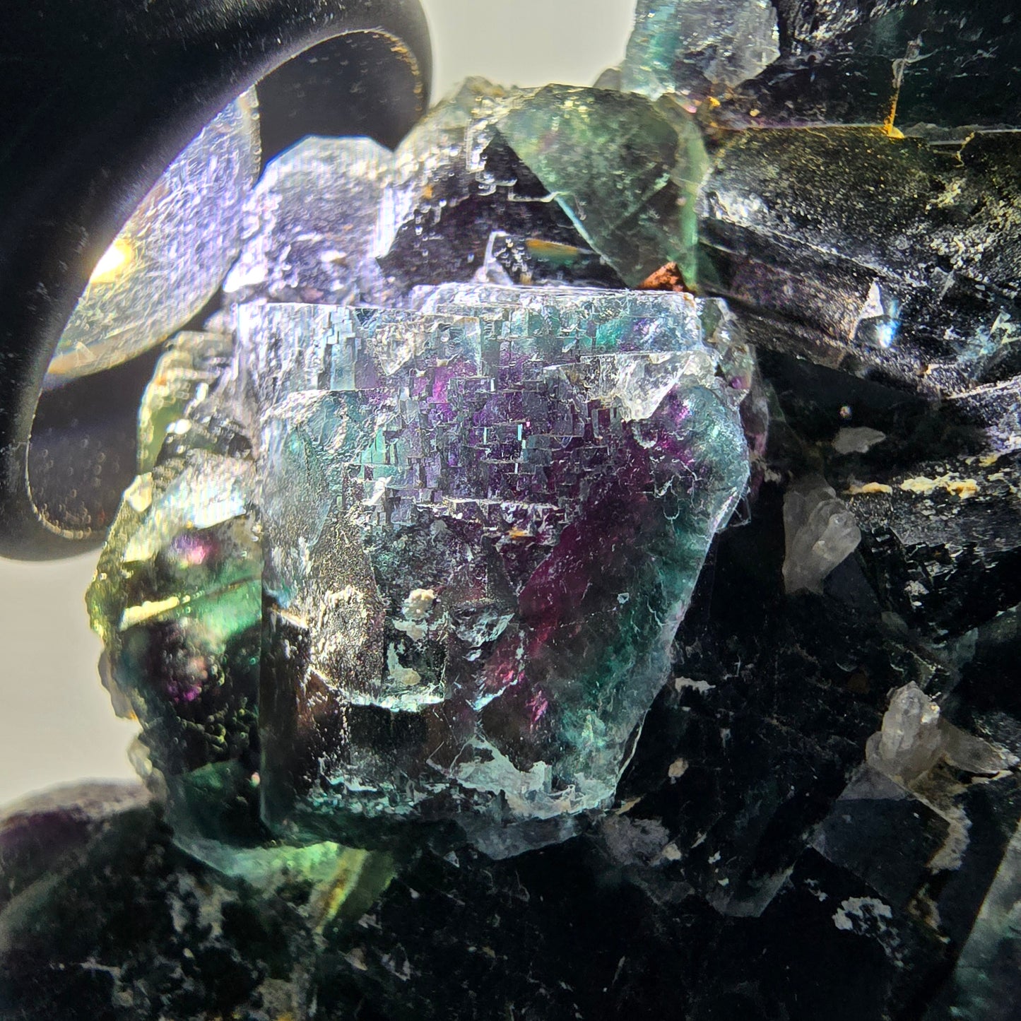 Phantom Fluorit Würfel, Quarz Stufe, grün lila Okorusu, Namibia 81*53*27mm #13049