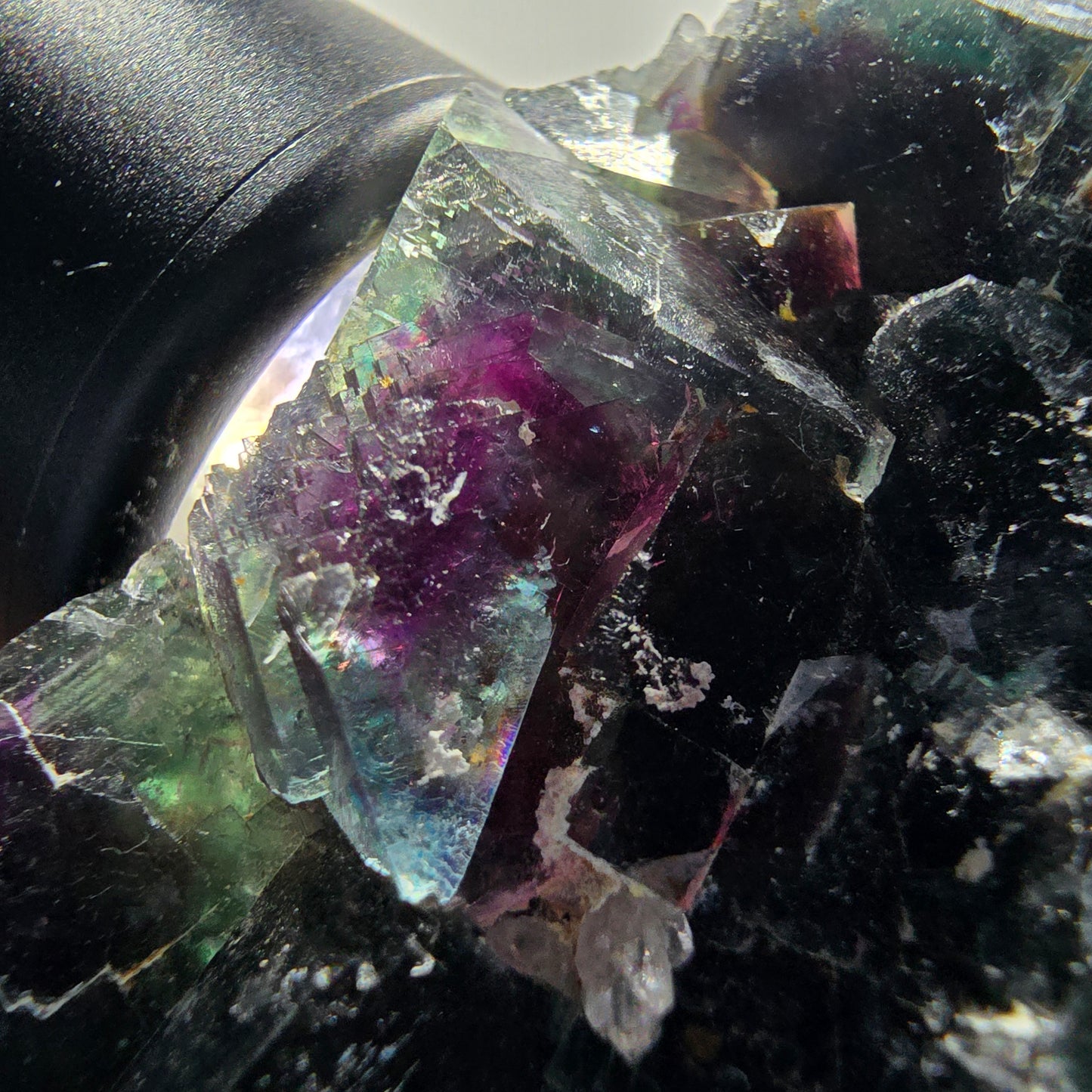 Phantom Fluorit Würfel, Quarz Stufe, grün lila Okorusu, Namibia 81*53*27mm #13049
