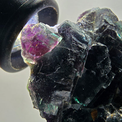 Phantom Fluorit Würfel, Quarz Stufe, grün lila Okorusu, Namibia 81*53*27mm #13049