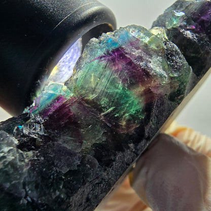 Phantom Fluorit Würfel, Quarz Stufe, grün lila Okorusu, Namibia 81*53*27mm #13049