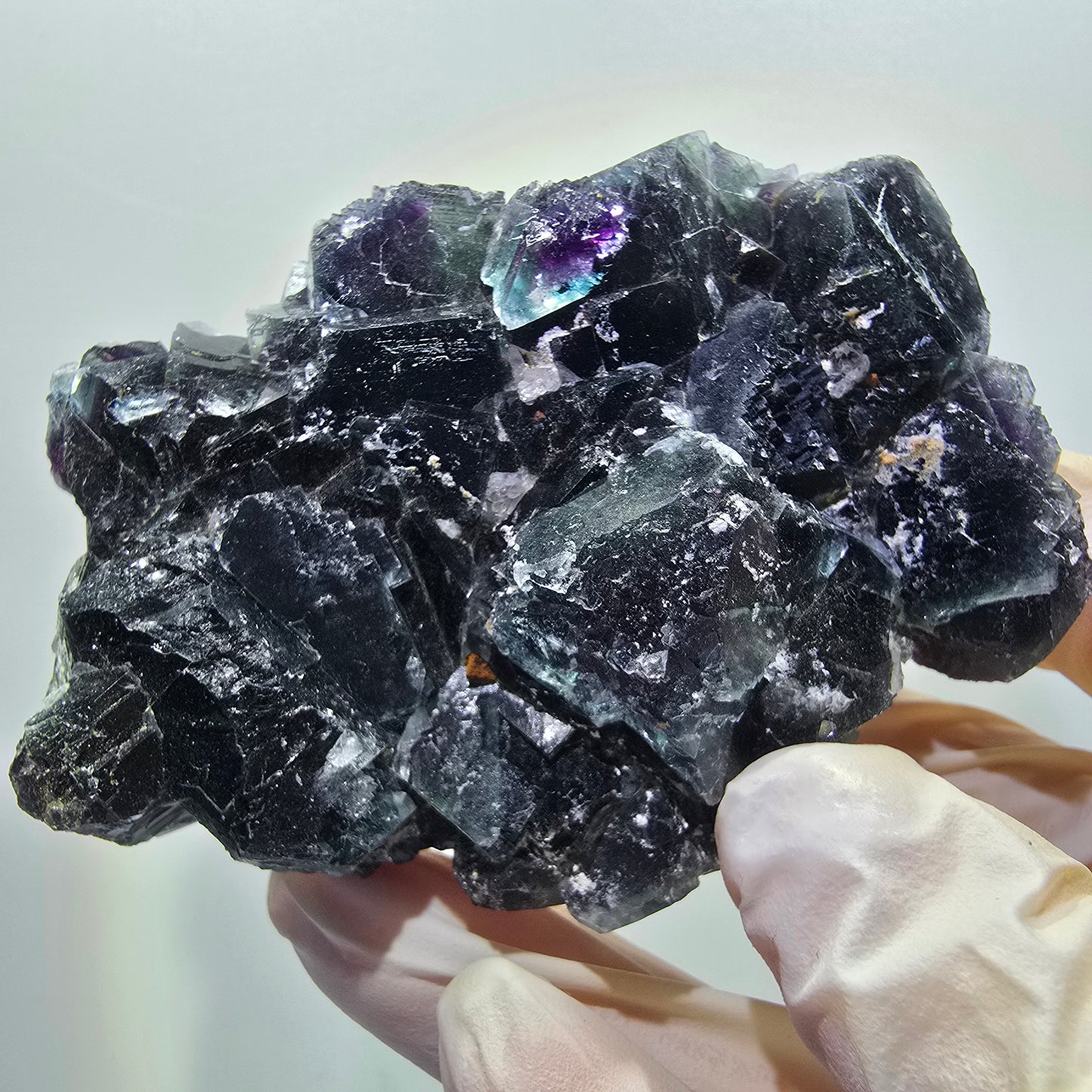 Phantom Fluorit Würfel, Quarz Stufe, grün lila Okorusu, Namibia 81*53*27mm #13049