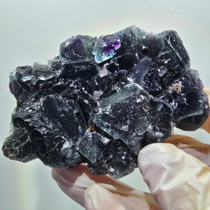 Phantom Fluorit Würfel, Quarz Stufe, grün lila Okorusu, Namibia 81*53*27mm #13049