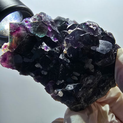 Phantom Fluorit Würfel, Quarz Stufe, grün lila Okorusu, Namibia 73*66*41mm #13050