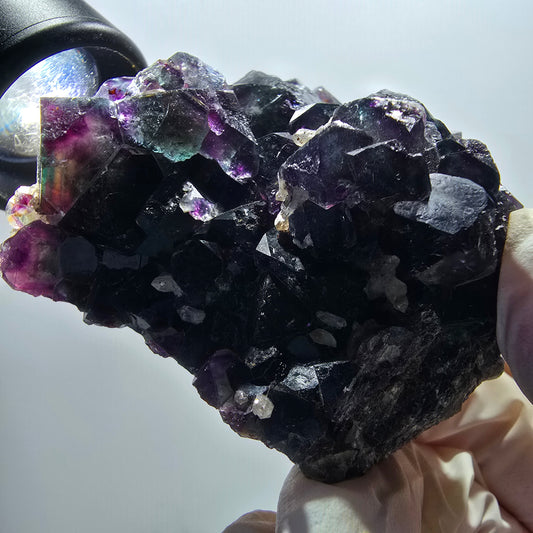 Phantom Fluorit Würfel, Quarz Stufe, grün lila Okorusu, Namibia 73*66*41mm #13050