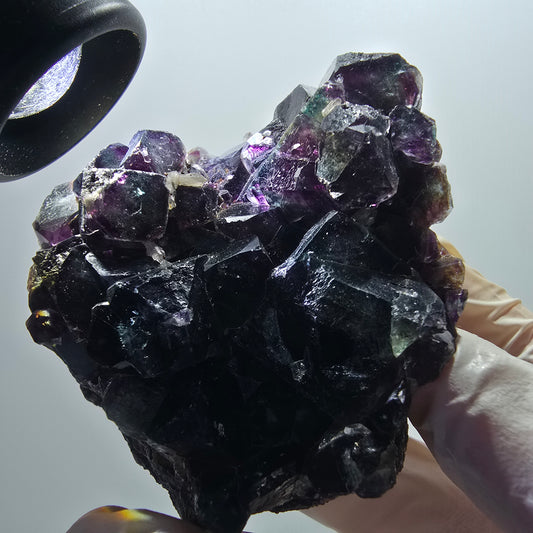 Phantom Fluorit Würfel, Quarz Stufe, grün lila Okorusu, Namibia 73*66*41mm #13050