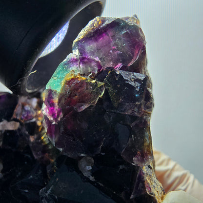 Phantom Fluorit Würfel, Quarz Stufe, grün lila Okorusu, Namibia 73*66*41mm #13050