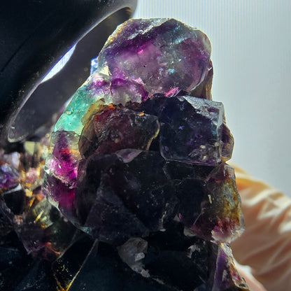 Phantom Fluorit Würfel, Quarz Stufe, grün lila Okorusu, Namibia 73*66*41mm #13050