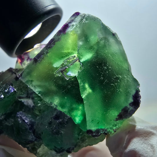 Phantom Fluorit Würfel Stufe, zonal, parkettiert grün lila Okorusu, Namibia 70*50*38mm #13051