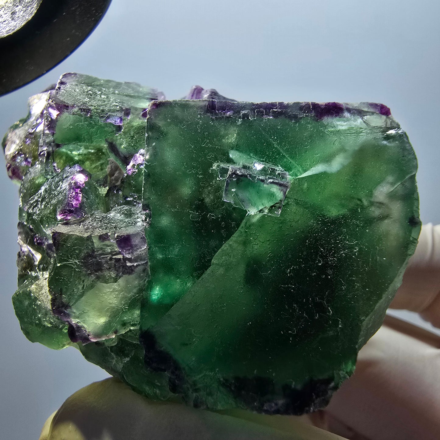 Phantom Fluorit Würfel Stufe, zonal, parkettiert grün lila Okorusu, Namibia 70*50*38mm #13051
