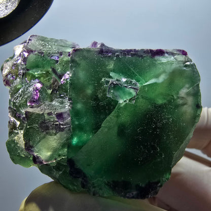 Phantom Fluorit Würfel Stufe, zonal, parkettiert grün lila Okorusu, Namibia 70*50*38mm #13051