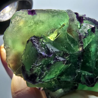 Phantom Fluorit Würfel Stufe, zonal, parkettiert grün lila Okorusu, Namibia 70*50*38mm #13051