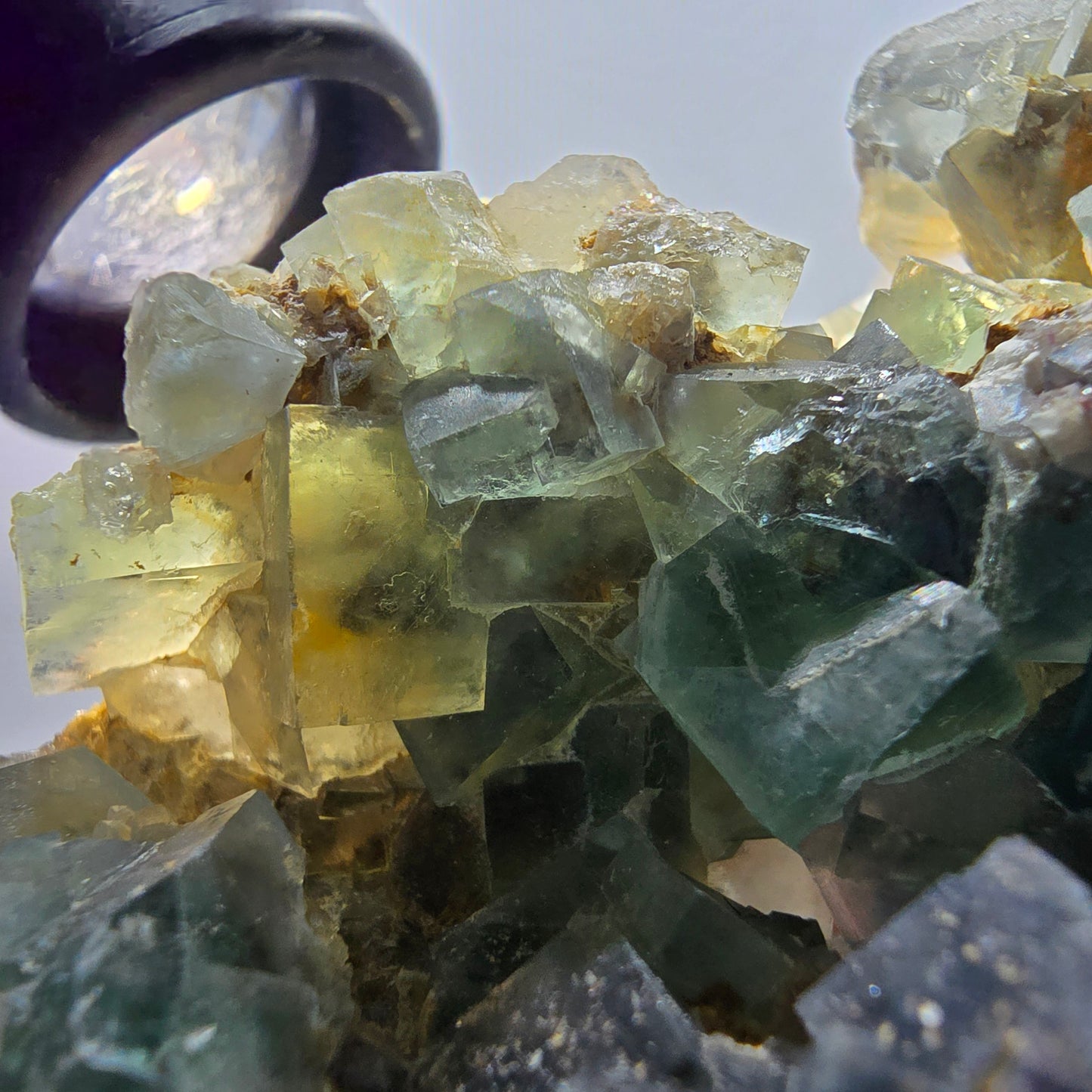 Phantom Fluorit Würfel, Quarz Stufe, grün lila Okorusu, Namibia 87*54*29mm #13052