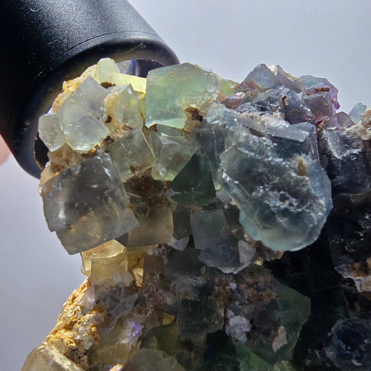 Phantom Fluorit Würfel, Quarz Stufe, grün lila Okorusu, Namibia 87*54*29mm #13052