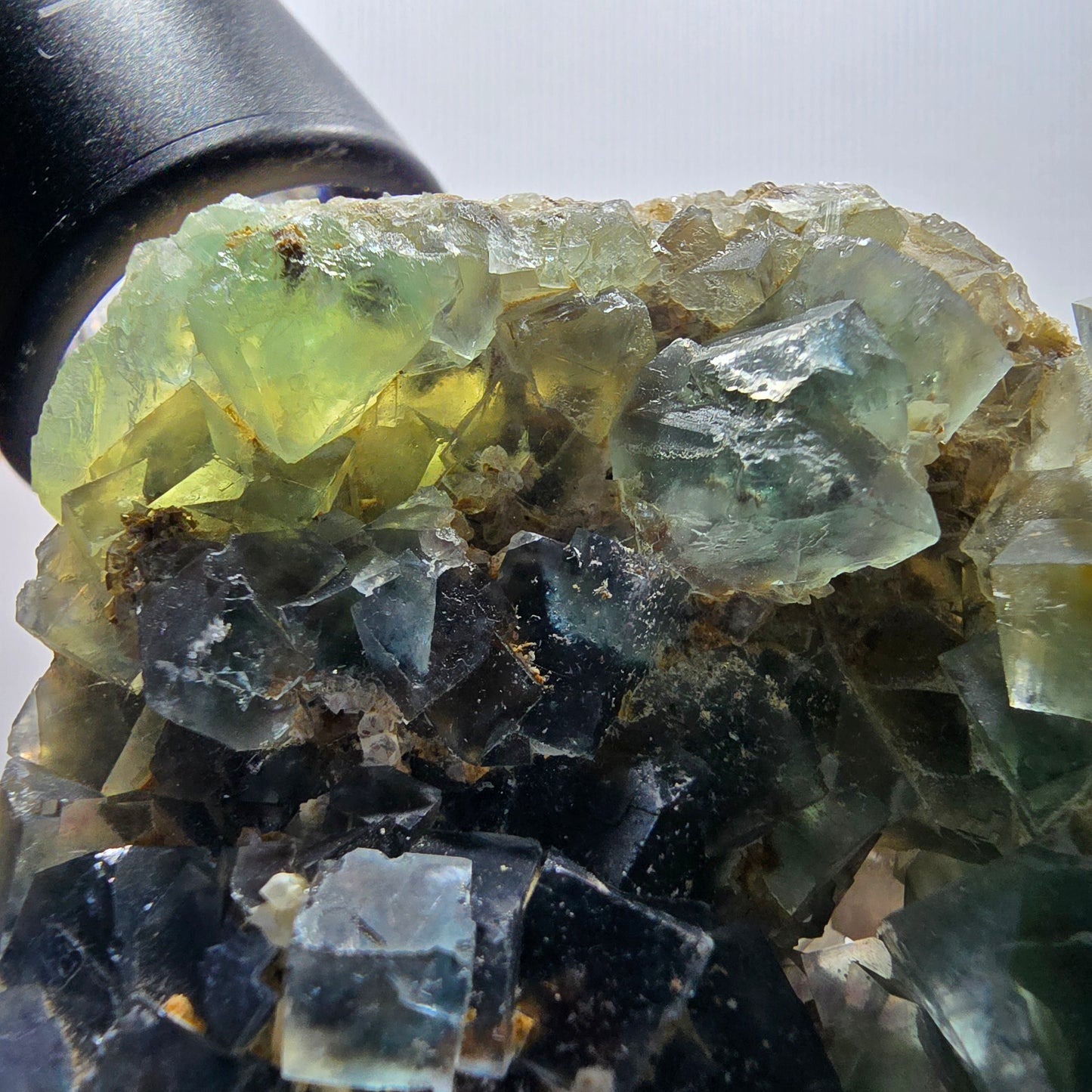 Phantom Fluorit Würfel, Quarz Stufe, grün lila Okorusu, Namibia 87*54*29mm #13052
