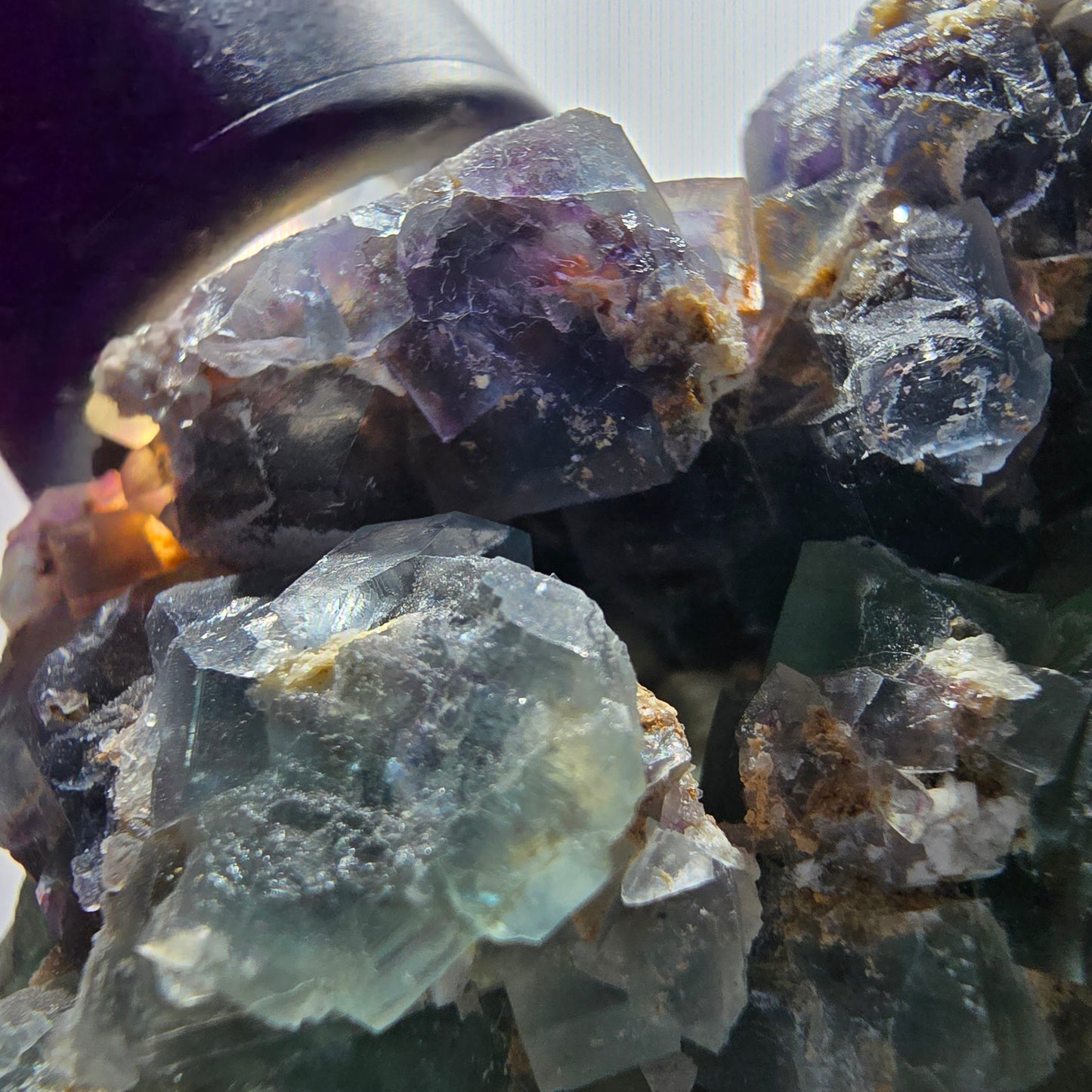 Phantom Fluorit Würfel, Quarz Stufe, grün lila Okorusu, Namibia 87*54*29mm #13052