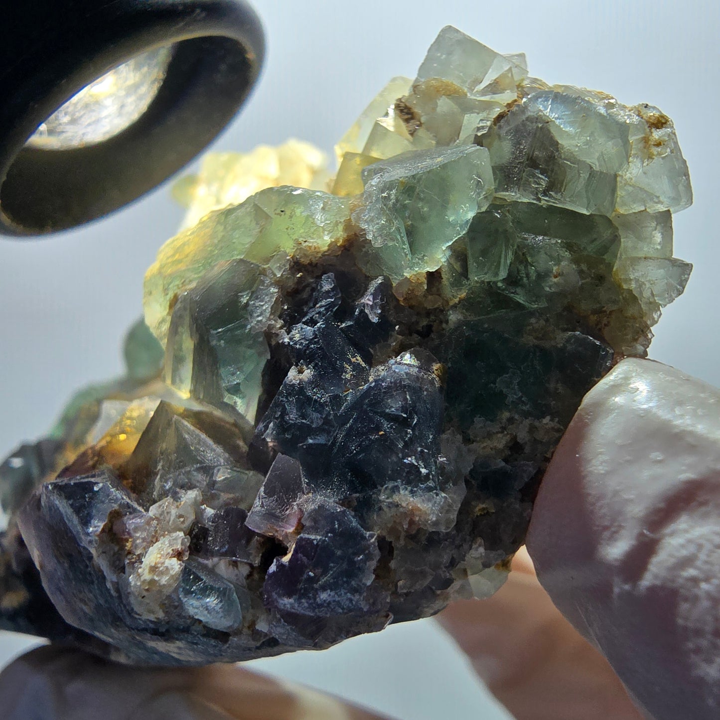 Phantom Fluorit Würfel, Quarz Stufe, grün lila Okorusu, Namibia 87*54*29mm #13052