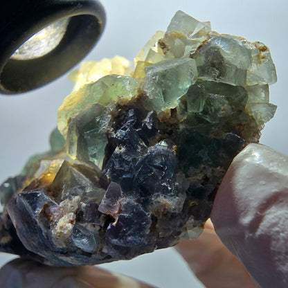 Phantom Fluorit Würfel, Quarz Stufe, grün lila Okorusu, Namibia 87*54*29mm #13052