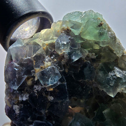 Phantom Fluorit Würfel, Quarz Stufe, grün lila Okorusu, Namibia 87*54*29mm #13052