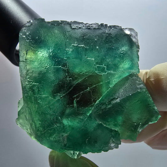 Phantom Fluorit Würfel Stufe, parkettiert, grün braun Okorusu Namibia 61*60*31mm #13055