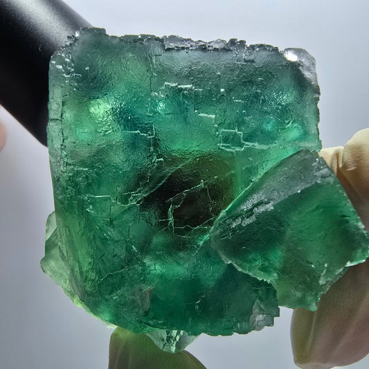 Phantom Fluorit Würfel Stufe, parkettiert, grün braun Okorusu Namibia 61*60*31mm #13055