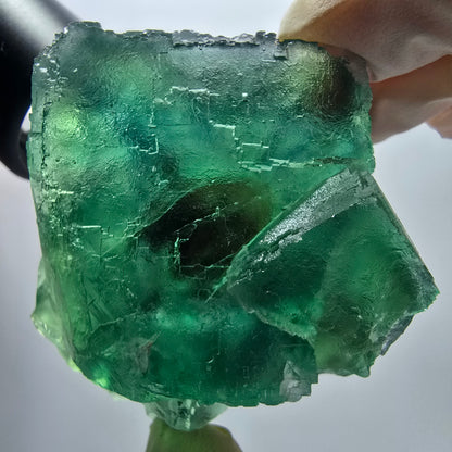 Phantom Fluorit Würfel Stufe, parkettiert, grün braun Okorusu Namibia 61*60*31mm #13055
