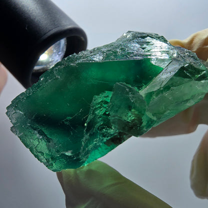 Phantom Fluorit Würfel Stufe, parkettiert, grün braun Okorusu Namibia 61*60*31mm #13055